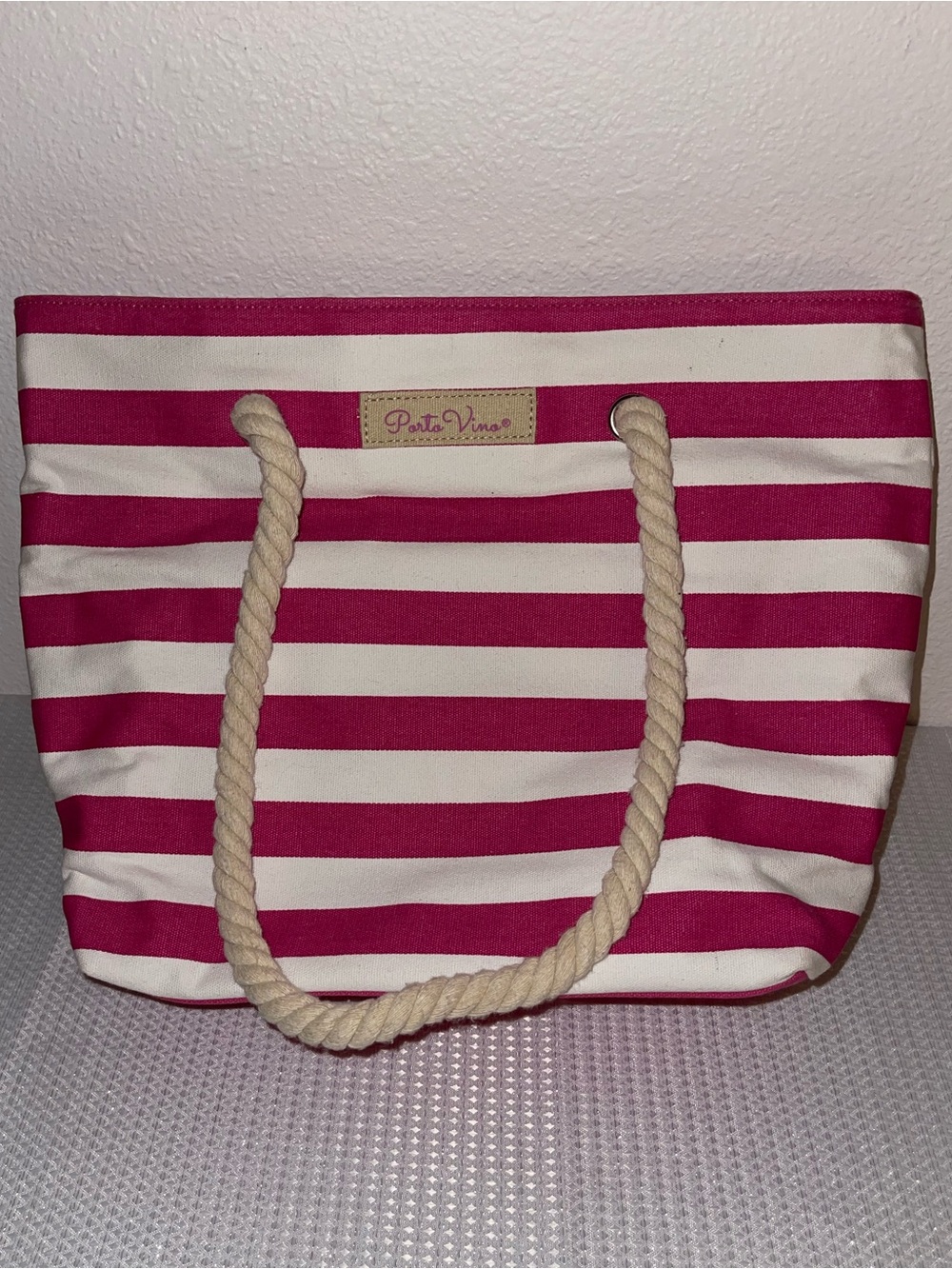 Porto Vino Stripe Canvas Tote WINE Bag - EUC